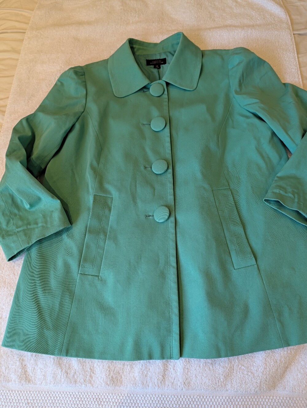 Tahari Arthur S Levine Mint Green Mod Jacket Swing PeaCoat Sz 10 Rounded Collar